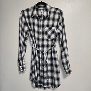 Isabel Maternity Black And White Check Print Button Front Pop Over Shirt Size S